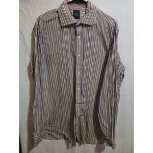 Tailorbyrd Long Sleeve Button Down Shirt Mens XL Multicolor Stripe B23